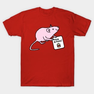 Cute Pink Rat says Happy Birthday T-Shirt